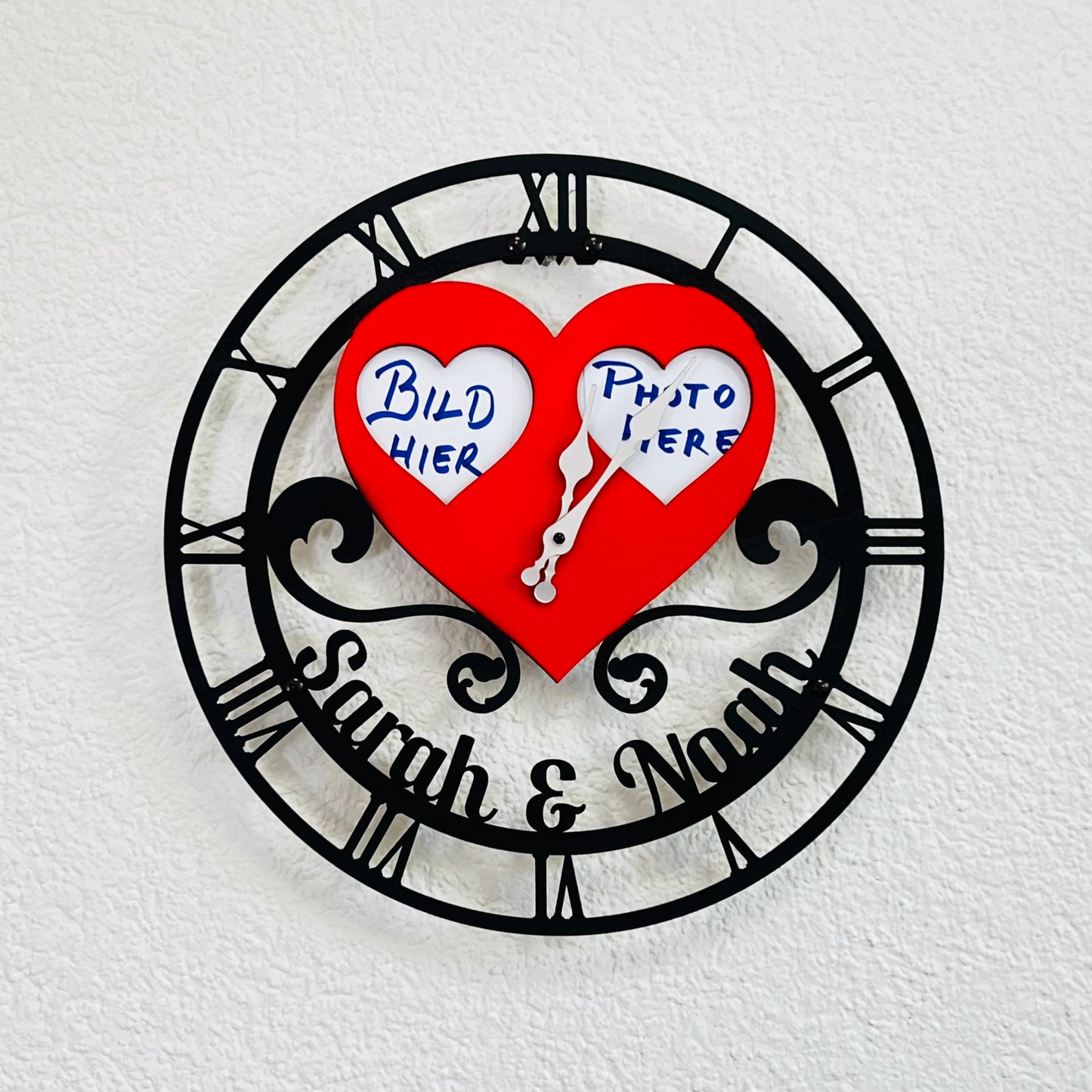 Elegantes Dekor für Ihr Haus und Büro: Liebe Wanduhr, Wanduhr aus Holz, (kann personalisiert werden)