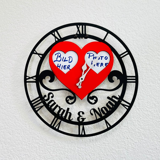 Elegantes Dekor für Ihr Haus und Büro: Liebe Wanduhr, Wanduhr aus Holz, (kann personalisiert werden)